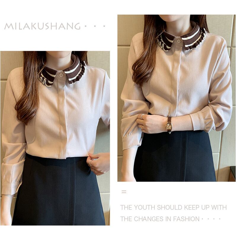 [MILA Series]★Shirt★ 2color Tops Ladies Corduroy Fashion Coffee Color Apricot