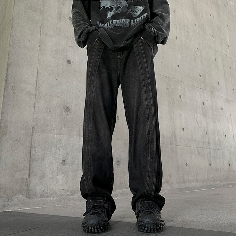 [NANSHI Series]★Denim pants★ 2color bottoms pants unisex men's simple easy to match black blue