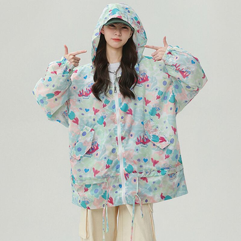 [Fujiiman Series] ★Jacket★ 2color outerwear thin spring/summer sun protection unisex men's printed graffiti