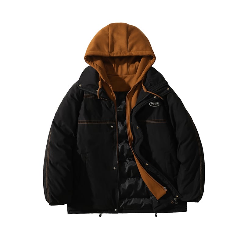 [PPDJ Series] ★Coat with cotton insert★ 2color outer winter coat unisex men's large size fake layered