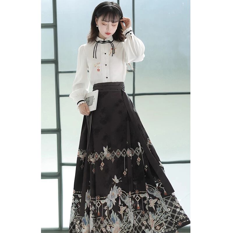 [Kaede bamboo---Kinjoyo series] ★China style setup★ 2-piece set, long-sleeved shirt + skirt, improves temperament, coming-of-age ceremony, everyday wear