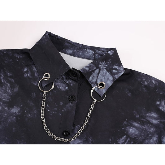 [LHSEN Series]★Shirt★ Tops, long sleeve shirt, tie-dye, unisex, men's, casual, loose-fitting