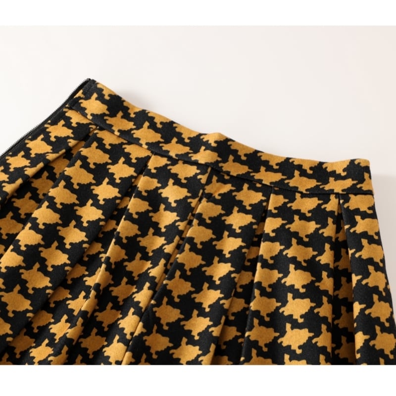 [MOERBEN Series]★Skirt★ Bottoms High Waist Plaid Pattern Yellow Yellow Women's Temperament Enhancement Rasha