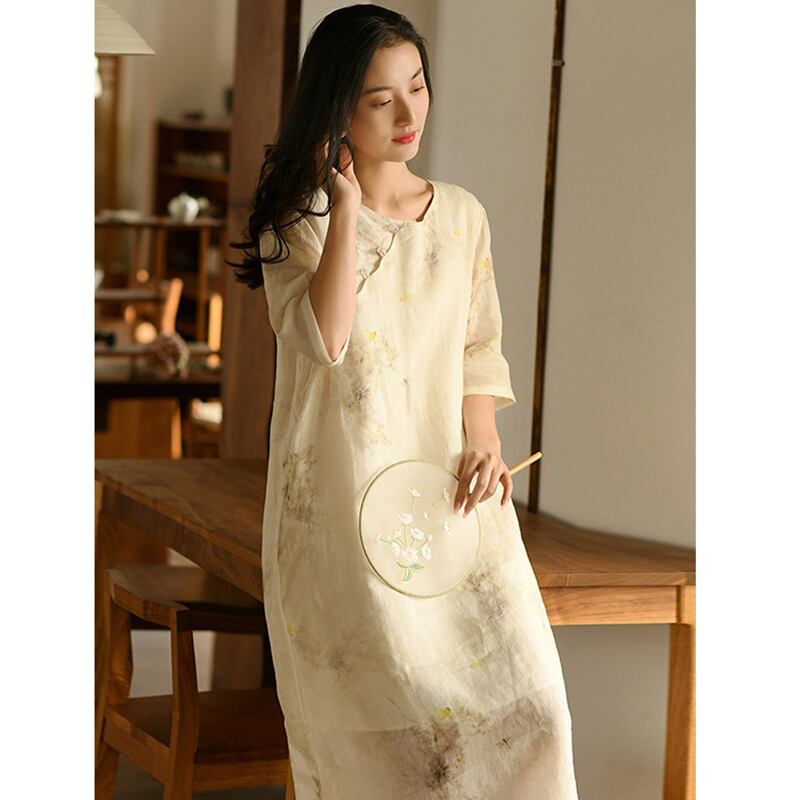 [Miss Fenny Series] ★Chinese style dress★ 3color Elegant Chinese clothes Tang suit Retro print Summer clothes Comfortable to the touch