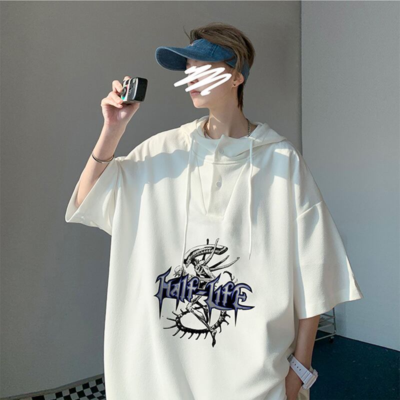 [ZHENNAN Series]★Parker★ Tops 2color Unisex Men's Short Sleeve White Black Summer Clothes Easy to Match Casual