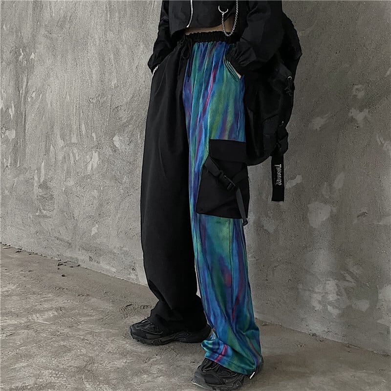 [Miyakoya Series]★Casual Pants★ Polarized switching pants bottoms street wide pants unisex gaucho pants