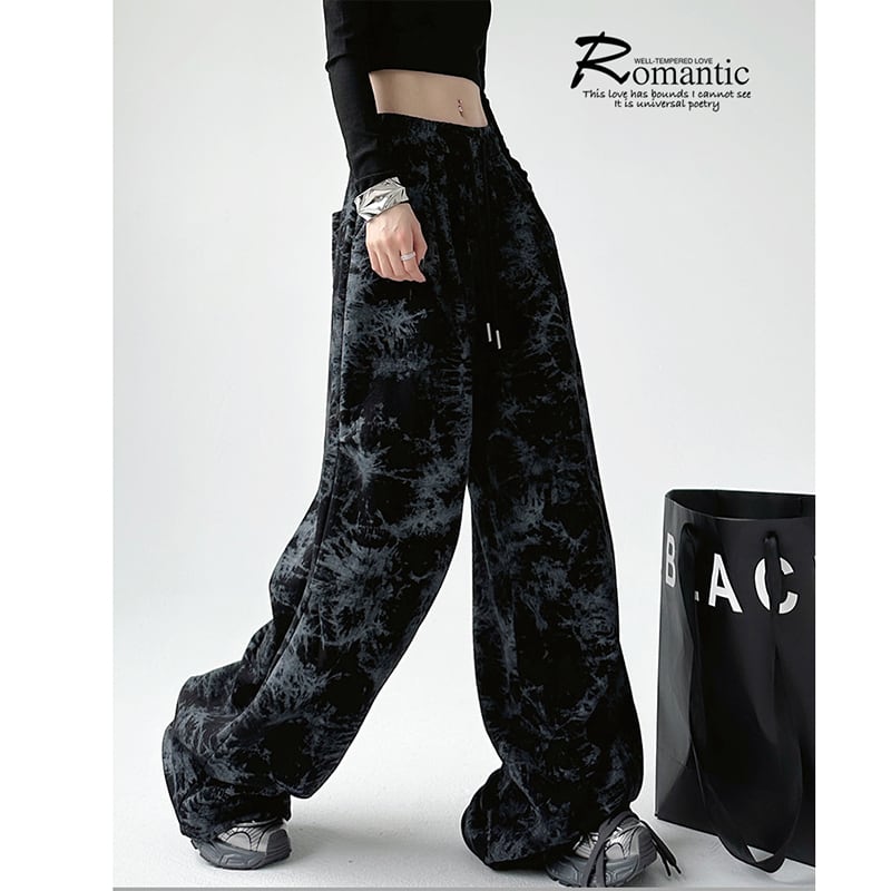 [Ki Shoko Series] ★Casual Pants★ 2color Floral Pattern Pants Bottoms Unisex Men's Black Coffee Color