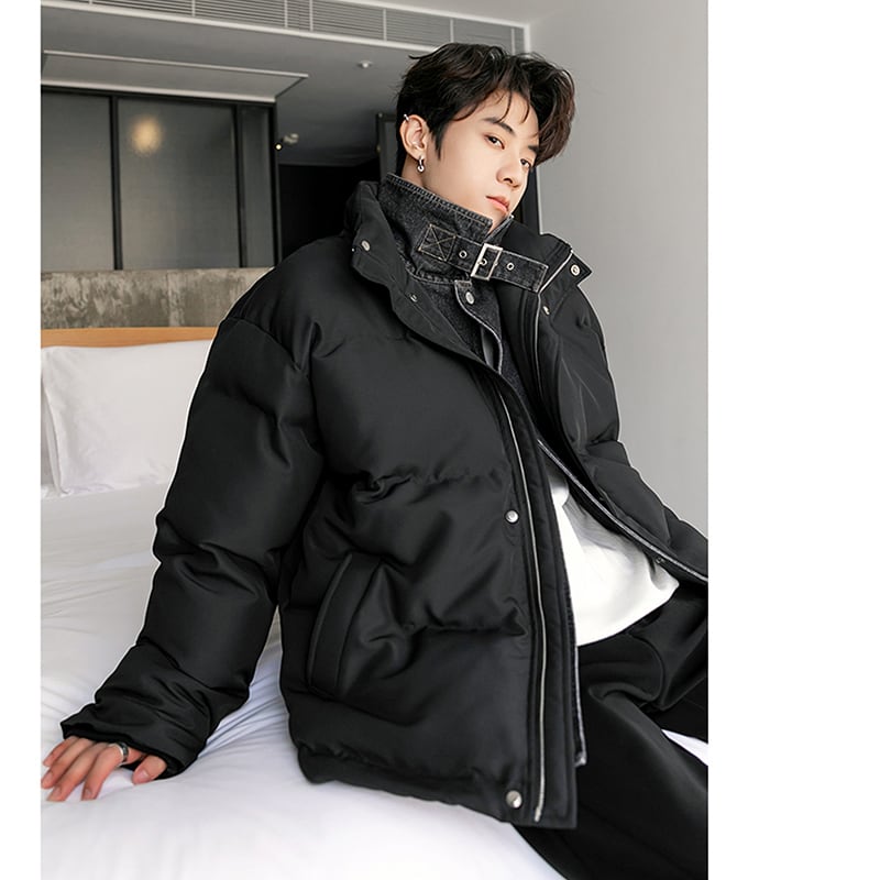 [CHICERRO series] ★Coat with cotton insert★ 2color fake layered winter coat outerwear thick unisex men's cool