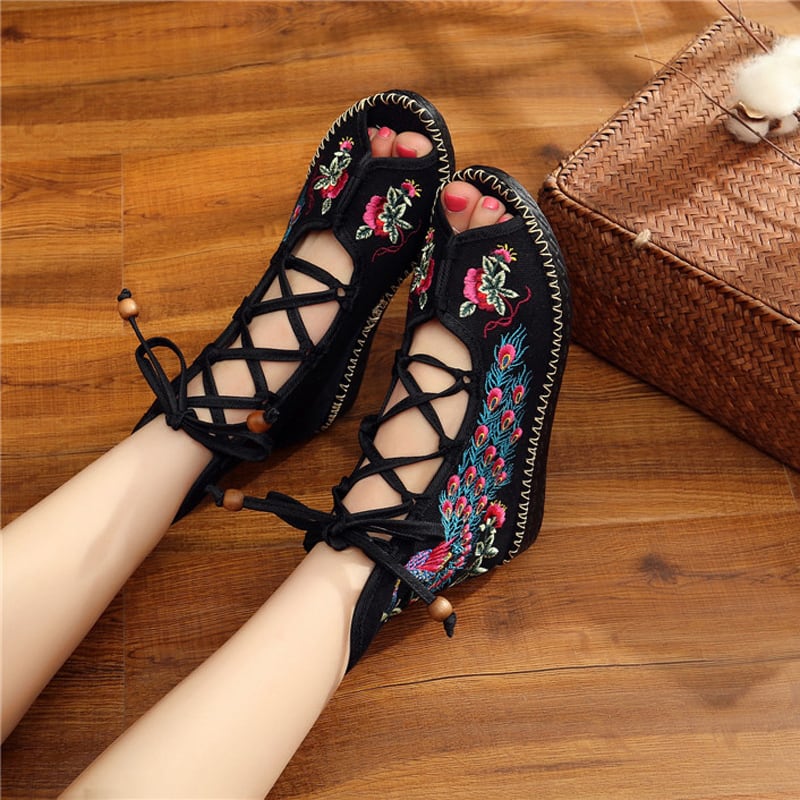 [Camei series]★China shoes★ 3color black or red or beige sandals open toe shoes ethnic style