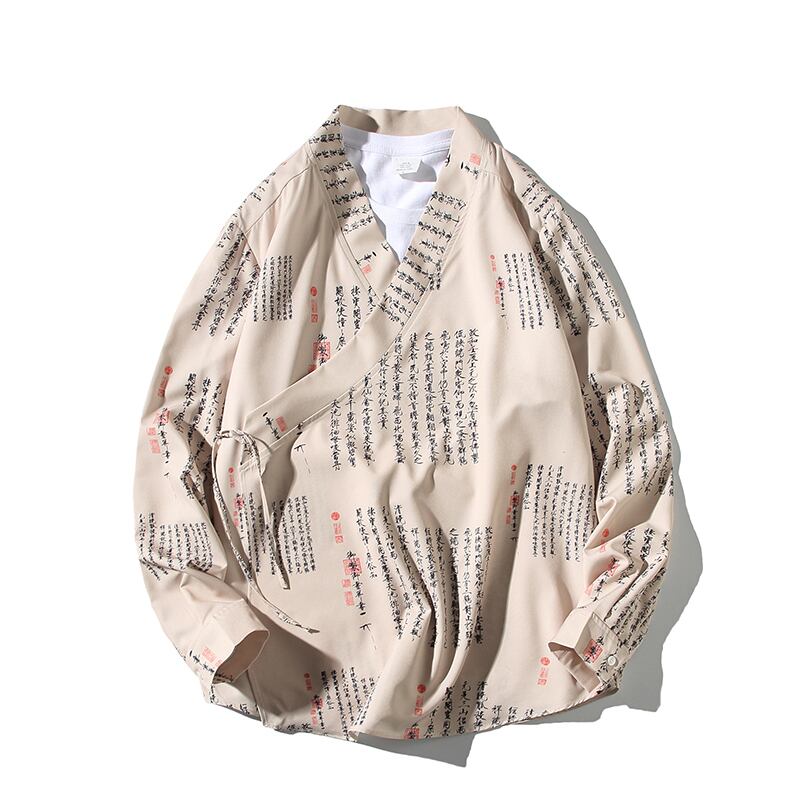 [Nishiki Tang Cloth Series] ★China Style Shirt★ Tops, Letter Pattern, Kanji, Unisex, Men's, Large Size