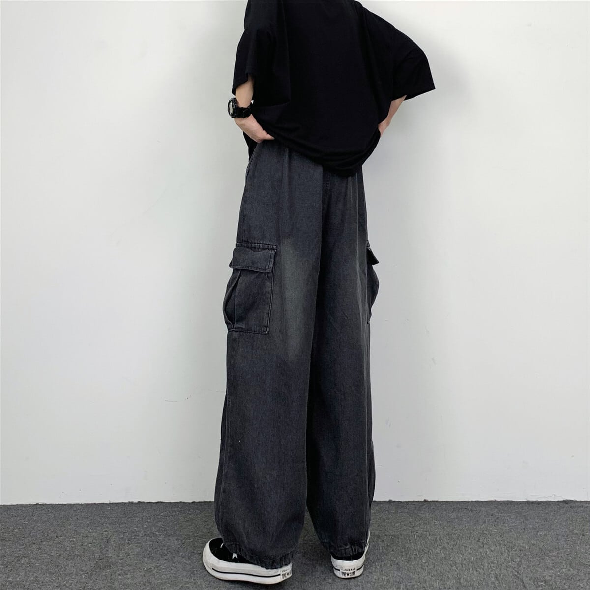 [MGJM Series]★Denim Pants★ 2color Pants Bottoms Unisex Men's Casual Street Blue Black