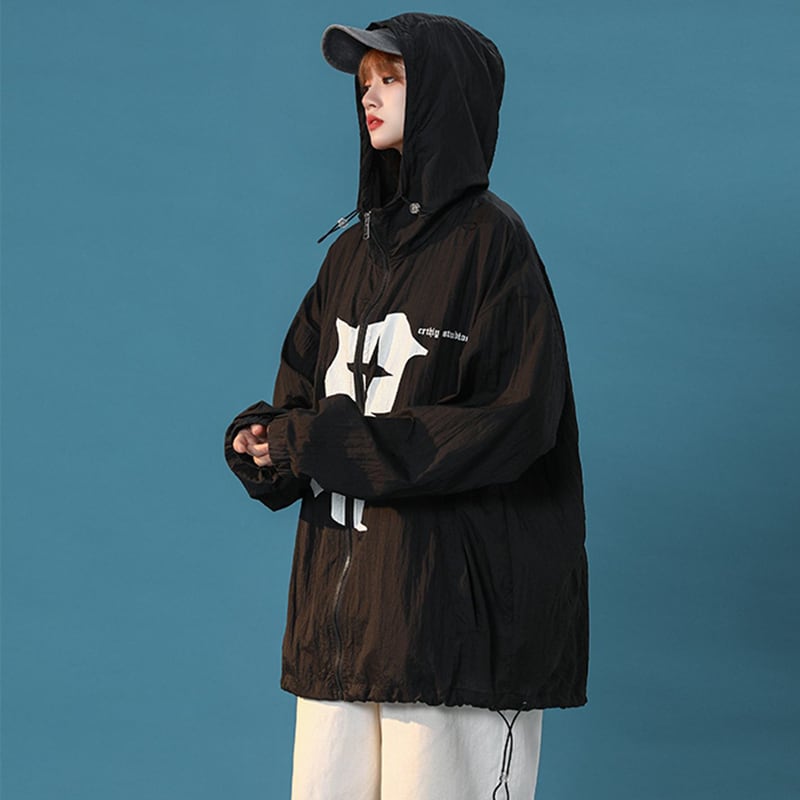 [GEBOXUAN Series] ★Jacket★ 2color Outer Thin Summer Clothes Sun Protection Unisex Men's Black White