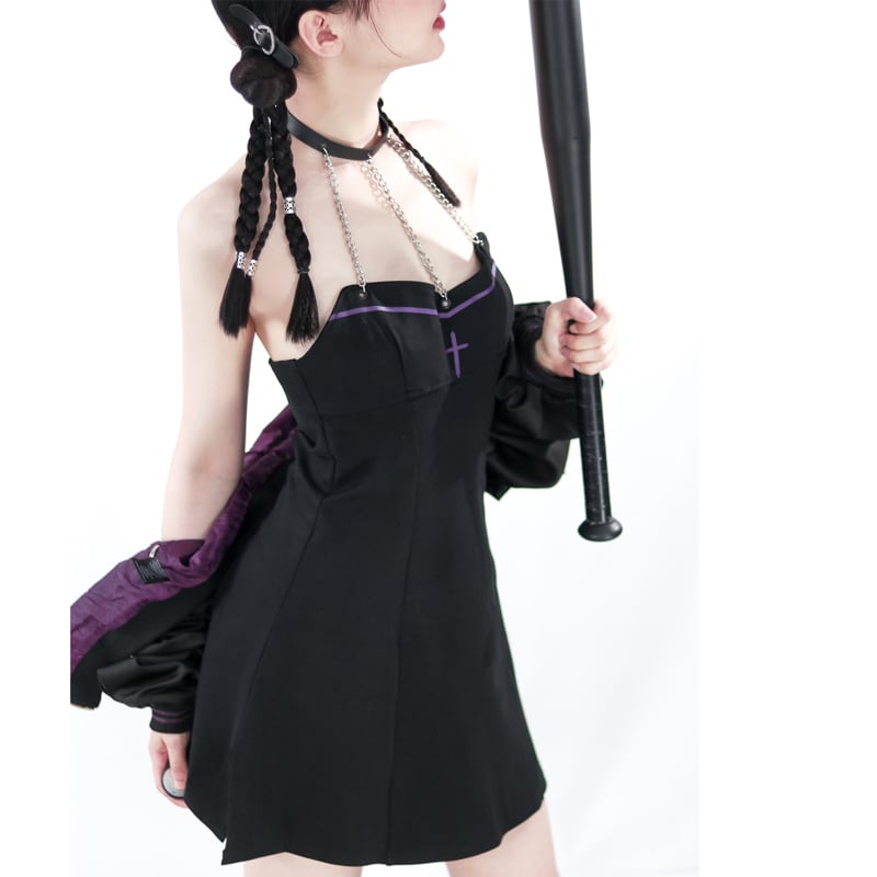 [Momoko Sakura Series] ★Hanging dress★ Mini length, cute, sexy, easy to match Black Black S M L XL