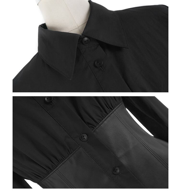 [Big Blue Dragon Series] ★China style shirt★ Tops Switchable design Thin wear Black Black