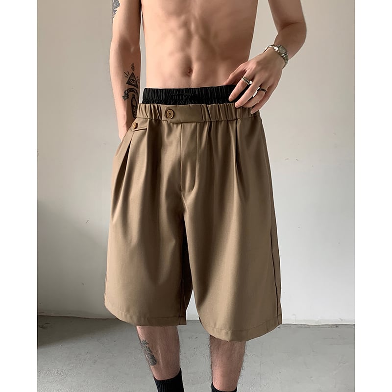 [AIMAKOU Series] ★Shorts★ Shorts 3color Unisex Men's Elastic Waist Black Brown Blue