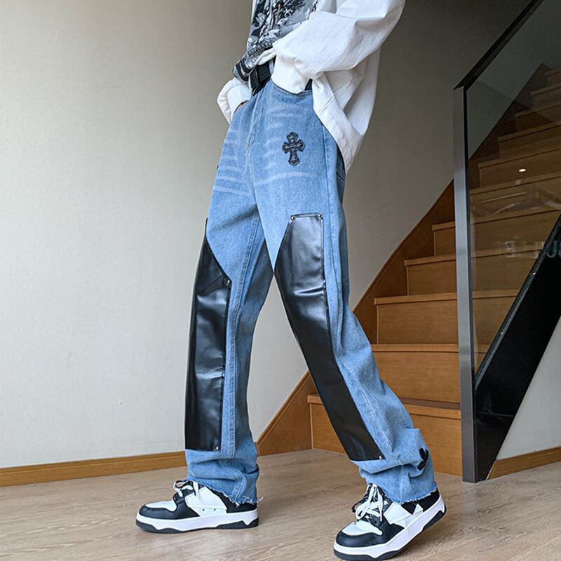 [YANDAN Series]★Denim Pants★ Bottoms Pants Unisex Men's Large Size Switchable Blue