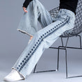 Load image into Gallery viewer, [REHUOJIALI Series] ★Denim Pants★ Embroidery Bottoms Trousers Women's Blue Blue Large Size
