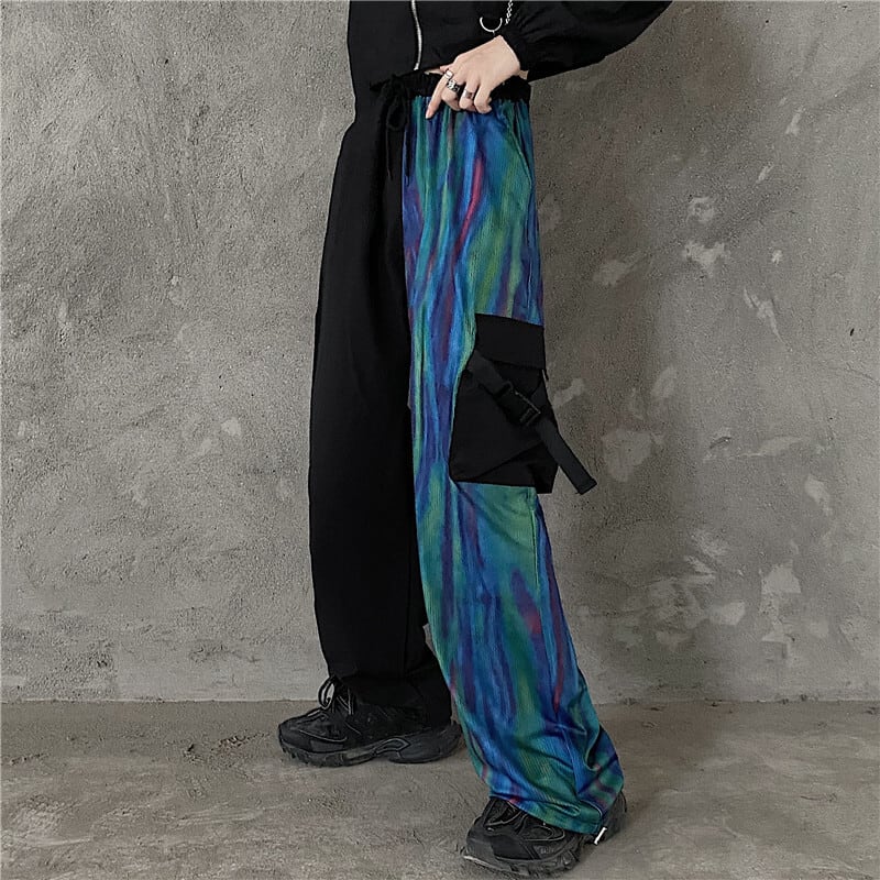 [Miyakoya Series]★Casual Pants★ Polarized switching pants bottoms street wide pants unisex gaucho pants