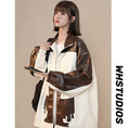 Load image into Gallery viewer, [Fujiiman Series]★Jacket★ 2color PU outerwear unisex men's color scheme coffee color blue
