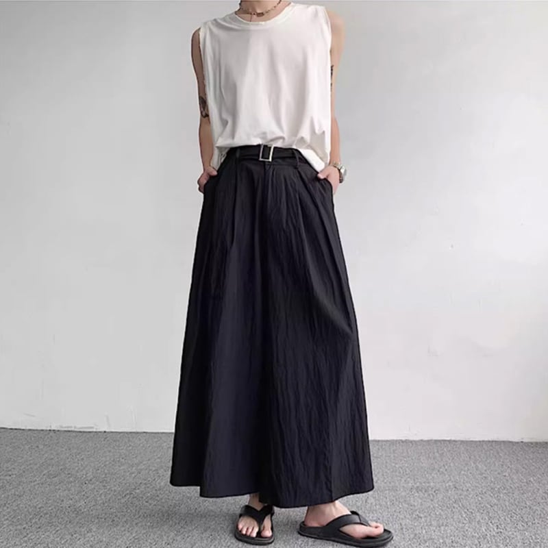 [DISHENHU Series]★China style trousers★Bottoms Gaucho pants Eight-quarter length Nine-quarter length Unisex Men's Black Black