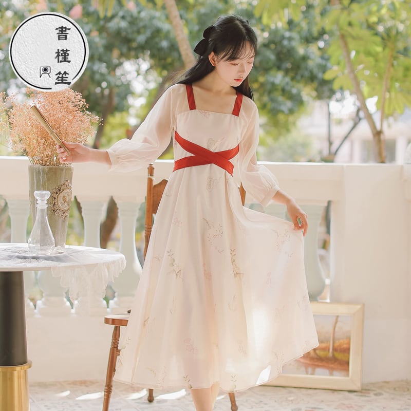 [Shojunsho Series]★Hanfu Dress★ Chinese Clothes Chiffon Retro Old Fashioned Sexy Old Fashioned Cute Slimming Date