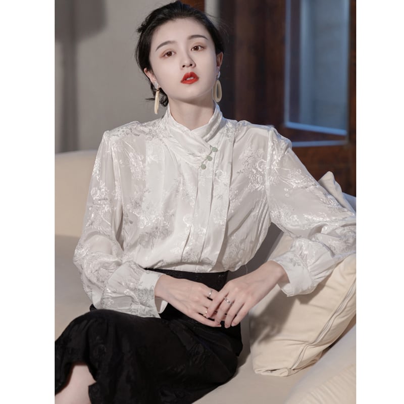 [Only you series]★China style setup, single item order★ Shirt or skirt, improves temperament, beige black