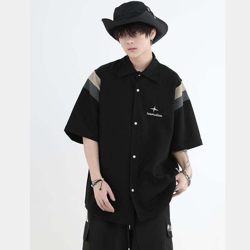 [Istudios Series]★Shirt★ 2color Tops Color Scheme Fashion Unisex Men's Stylish Black Beige