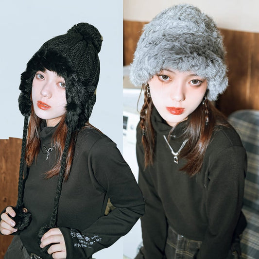 [Kokaishan series] ★Hat★ 2 types available Accessories Hat Black Gray Winter Thick Warm