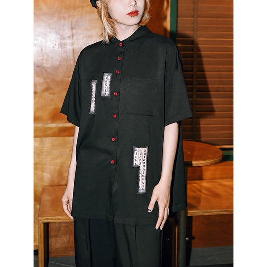 [Kokaisha --- Yunmeng Yukan Series] ★China style shirt★ Tops Letter pattern original black black loose fitting