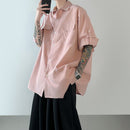 [DIANCUI Series]★Shirt★ 3color Tops Unisex Men's Simple Summer Clothes Cool Black Blue White Pink