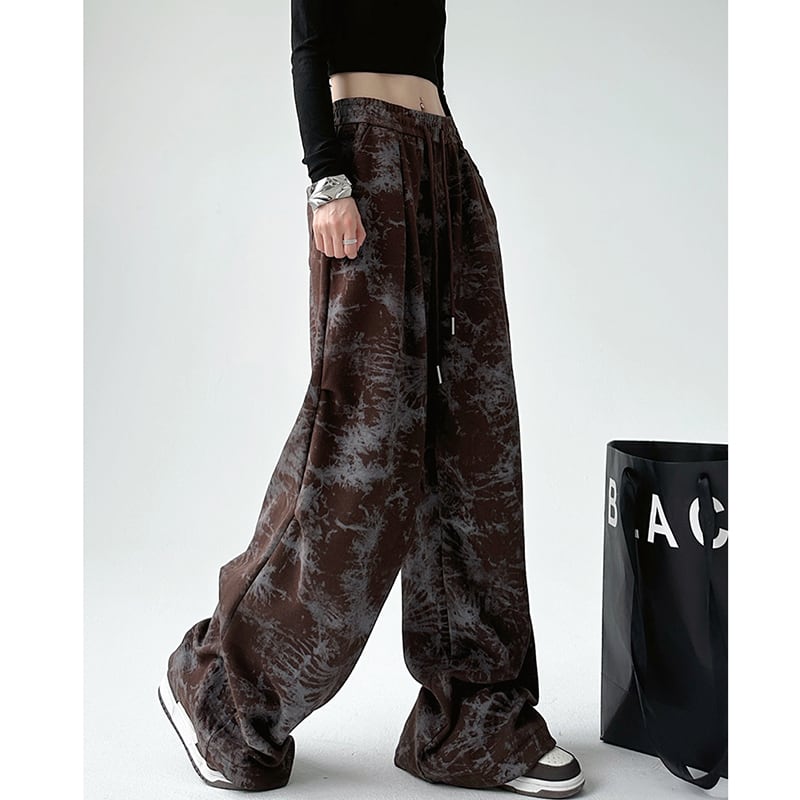 [Ki Shoko Series] ★Casual Pants★ 2color Floral Pattern Pants Bottoms Unisex Men's Black Coffee Color