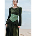 Load image into Gallery viewer, [Big Blue Dragon Series] ★China style dress★ Switching velvet bamboo embroidery green sexy
