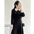 Load image into Gallery viewer, [LANXIAOMU Series] ★One Piece★ Switching Temperament Enhancement Long Sleeve Dress Long Sleeve Faux Layered Black
