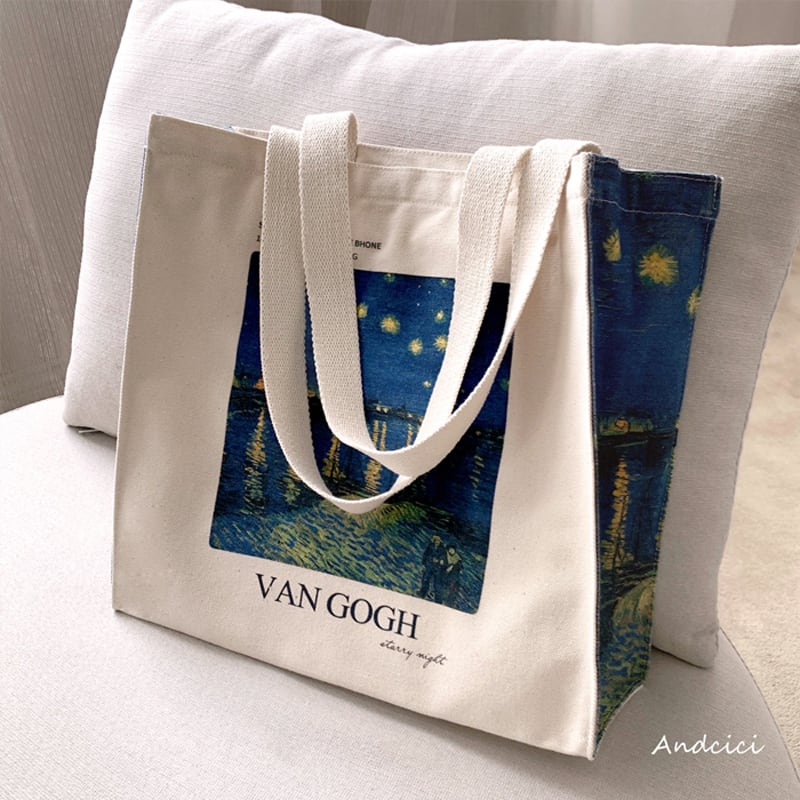 [Andcici Series]★Bag★ Tote bag, backpack, large capacity, date, floral pattern, oil painting style, sky, blue, commuting to work or school