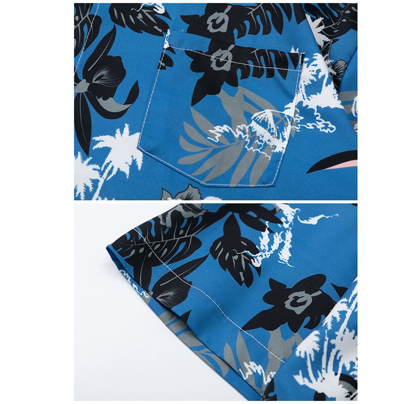 [TRAVEL ISSUANCE Series] ★Short Sleeve Shirt★ Hawaii Aloha Shirt Print Unisex Men's Blue Cool