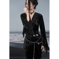 Load image into Gallery viewer, [Da Qinglong Shu Series] ★China style tops★ T-shirt V-neck velvet irregular easy to match
