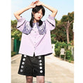 Load image into Gallery viewer, [Old Monster --- Rabbit Series] ★China style shirt★ 2color tops 3/4 sleeve tops black purple
