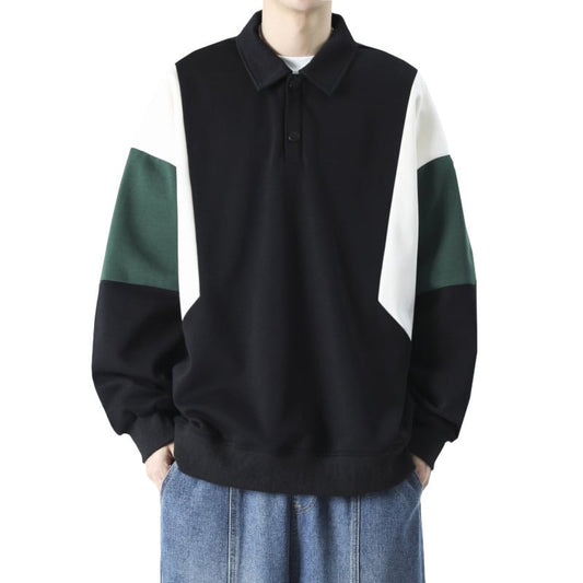 [DLSJ Series] ★Tops★ 4color POLO neck unisex men's long sleeve tops Color scheme black green white brown