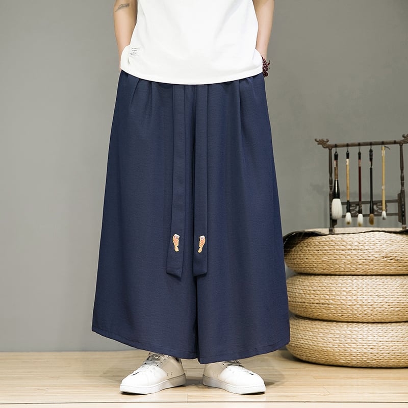 [Small Trouble Series]★China Style Pants★ 5color Bottoms Unisex Men's Large Size Gaucho Pants