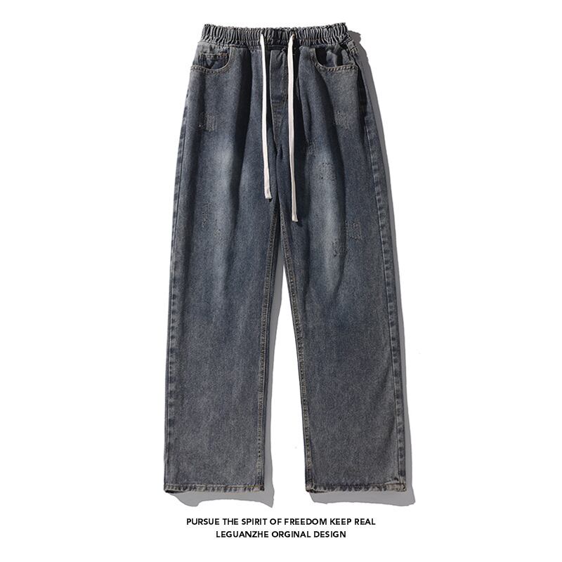 [BIGEMAN series]★Denim pants★ 2color bottoms pants men's large size gray blue black