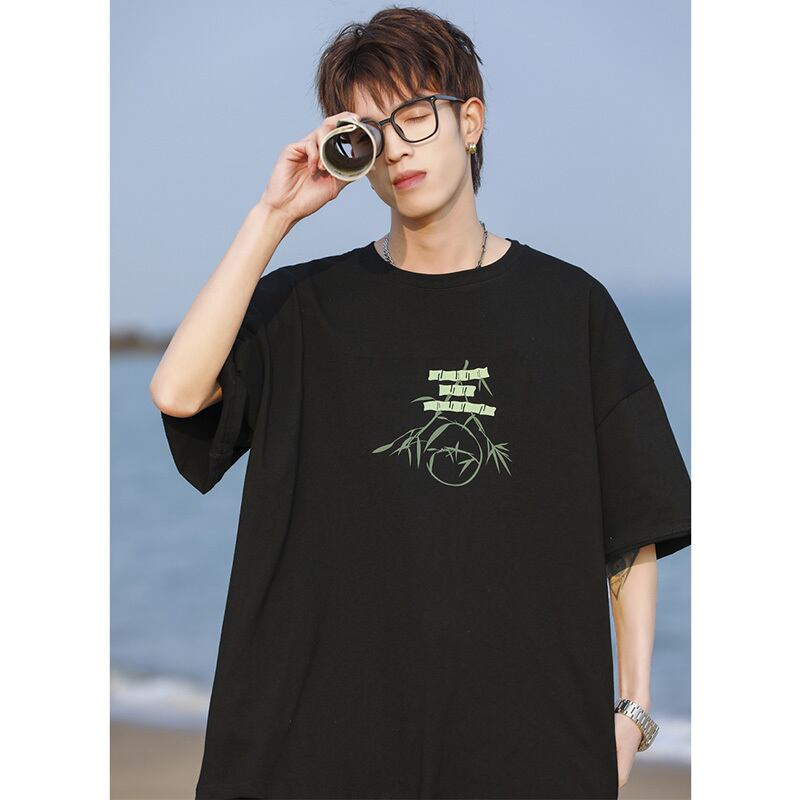 [MANYSTON Series]★T-shirt★ Tops 3color Unisex Men's Short Sleeve White Black Green