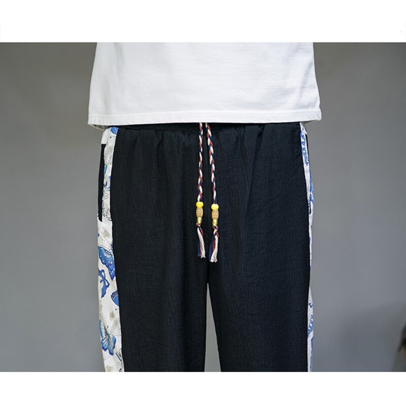 [JUNYI Series]★China style trousers★ 3color bottoms trousers casual pants unisex men's large size switching 3/4 length short length pants