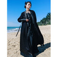 Load image into Gallery viewer, [Da Qinglong Shu Series] ★Chinese style dress + belt★ Long length Chinese clothes Improved Han clothes V neck Switching Black Black
