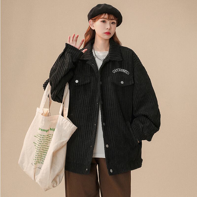 [Fujiman Series] ★Jacket★ 2color outerwear unisex men's corduroy casual black beige