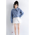 Load image into Gallery viewer, [WEIWU Series]★Shirt★ Tops Ladies Simple Commuting Easy to Match Blue Blue Standard Cute
