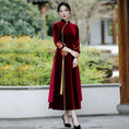 Load image into Gallery viewer, [ZHEZI series]★China dress★ 3color velvet embroidery large size long length green blue red
