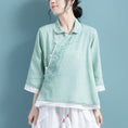 Load image into Gallery viewer, [Qing Series]★China style tops★ 5color Summer Embroidery Blue Green Gray White Purple Pink
