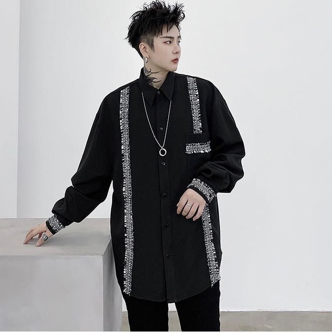 [Kouisha Series]★Shirt★ 2color Unisex Men's Simple Casual White Black ML XL Long Sleeve Tops