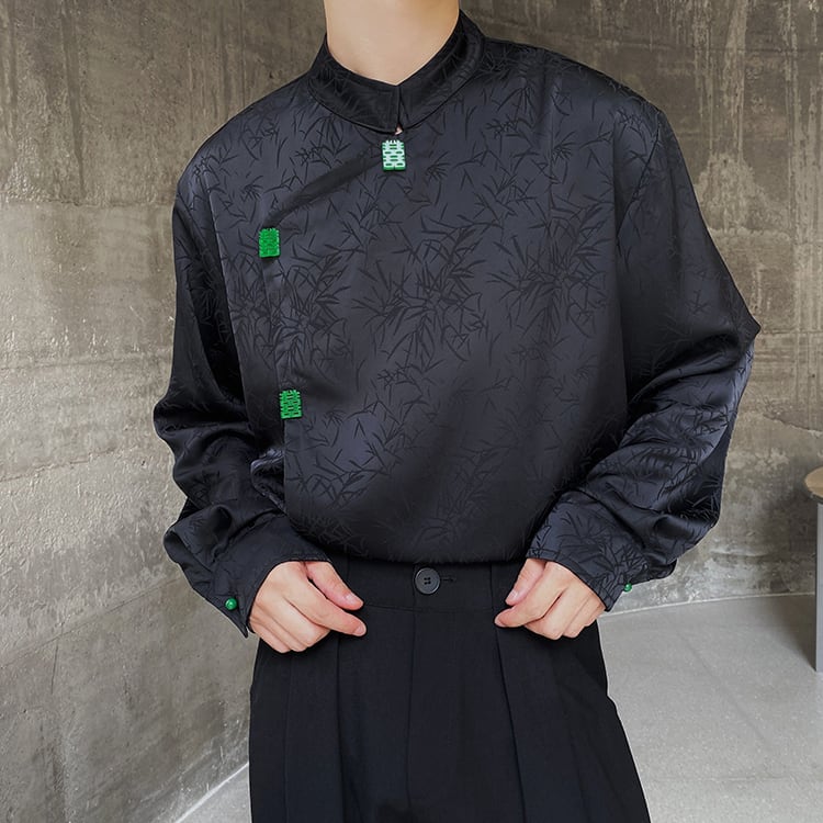 [Illustrated series] ★China style shirt★ 2color tops Unisex Men's ML XL Black White