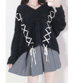 Load image into Gallery viewer, [Nekogan Series]★Sweater★ 2color Black or Gray Tops V-neck Fluffy Loose Black Date Cute
